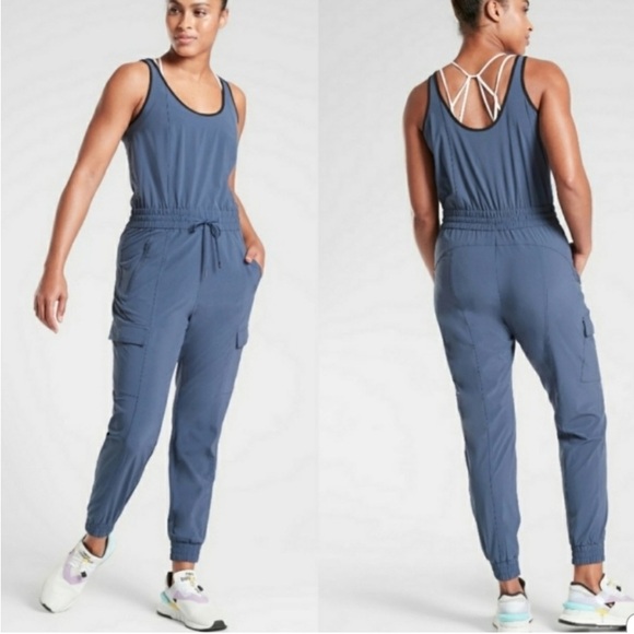 Athleta Unbound Jumpsuit Blue jogger medium - Picture 7 of 16